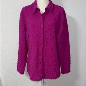 SOFTWEAR BY MARK SINGER Women's Pink Textured Button-Up Top